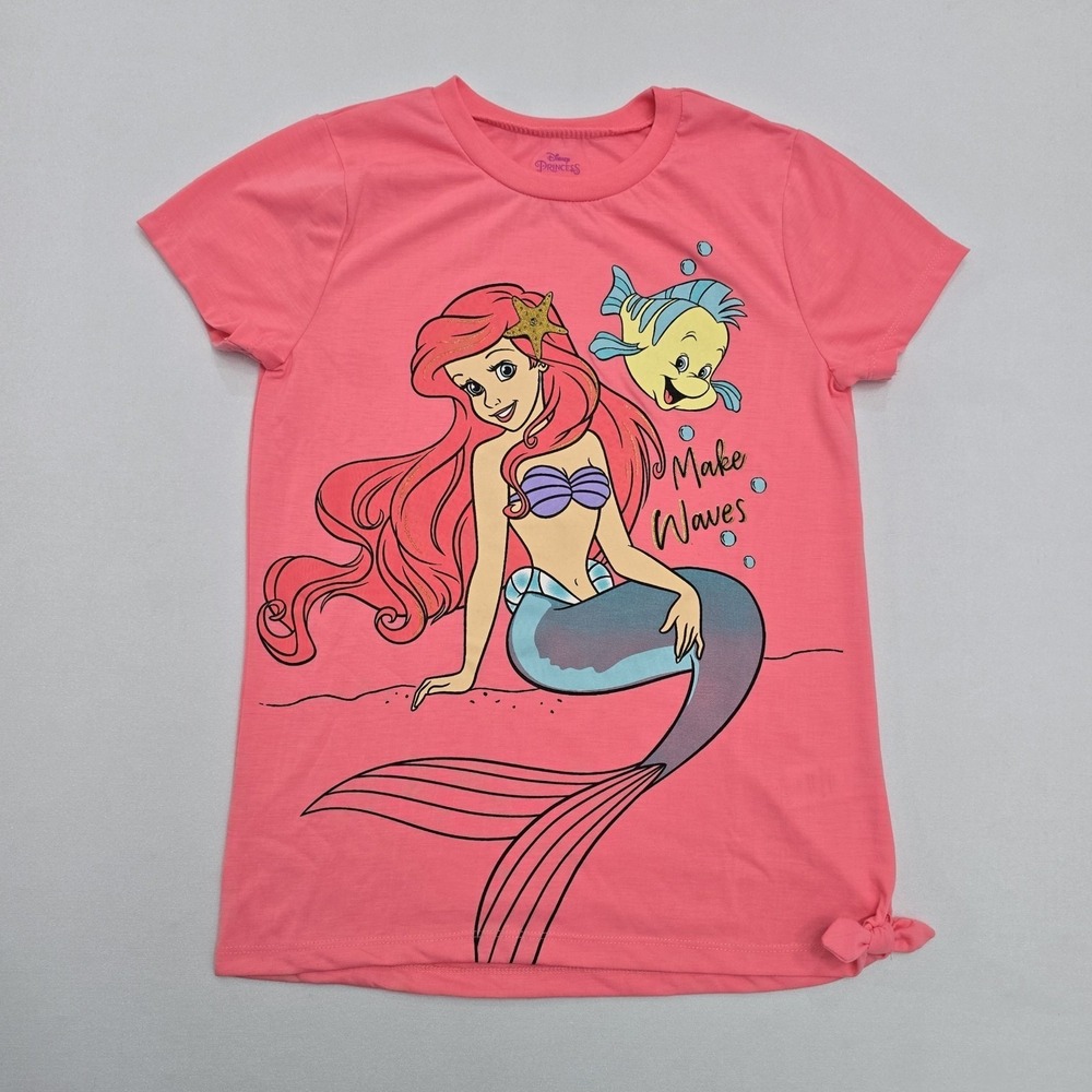 Disney Princess Ariel The Little Mermaid Pink Graphic T-Shirt Kids Size 10/12